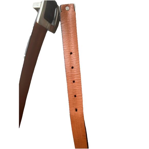 DESCENTE genuine leather belt 40 cuir verified Golf Casual Dress Western Brown - Picture 9 of 9